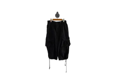 Yohji Yamamoto Cotton Nylon Cloth 3D Pocket Half Pants "Black"