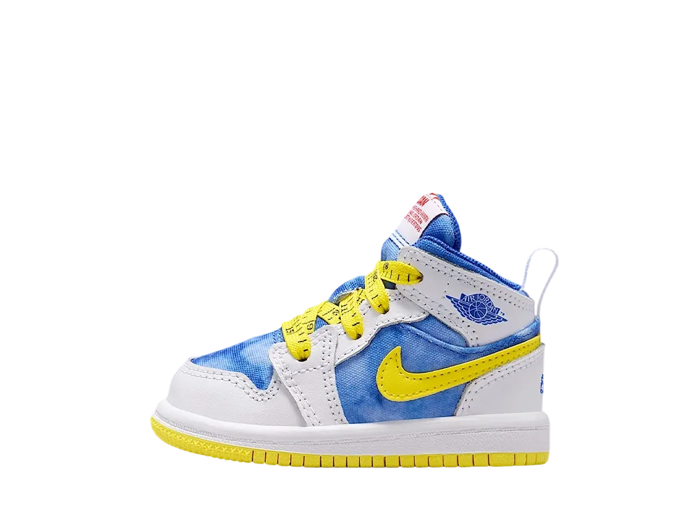 ナイキ TD ジョーダン1 ミッド スニーカースクール "ホワイト/オプティイエロー/ロイヤルティント/レーサーブルー" (キッズ)