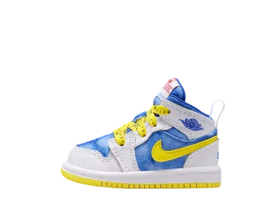 ナイキ TD ジョーダン1 ミッド スニーカースクール "ホワイト/オプティイエロー/ロイヤルティント/レーサーブルー" (キッズ)