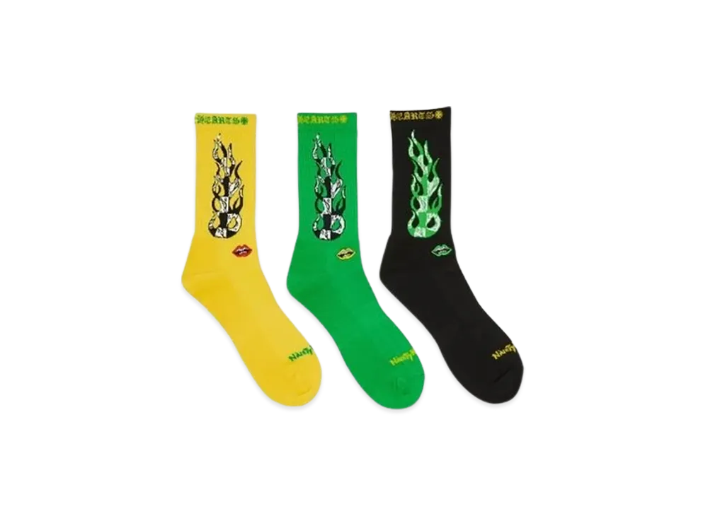Chrome Hearts Matty Boy Socks 3-Set "Yellow/Green/Black"