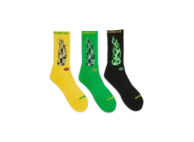 Chrome Hearts Matty Boy Socks 3-Set "Yellow/Green/Black"