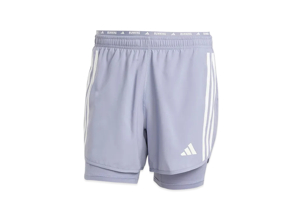 adidas Own The Run Three Stripes 2-in-1 Shorts "Silver Violet"