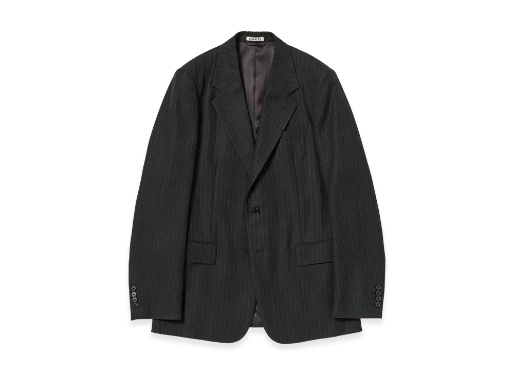 AURALEE Bluefaced Wool Jacket "Charcoal Navy Stripe"