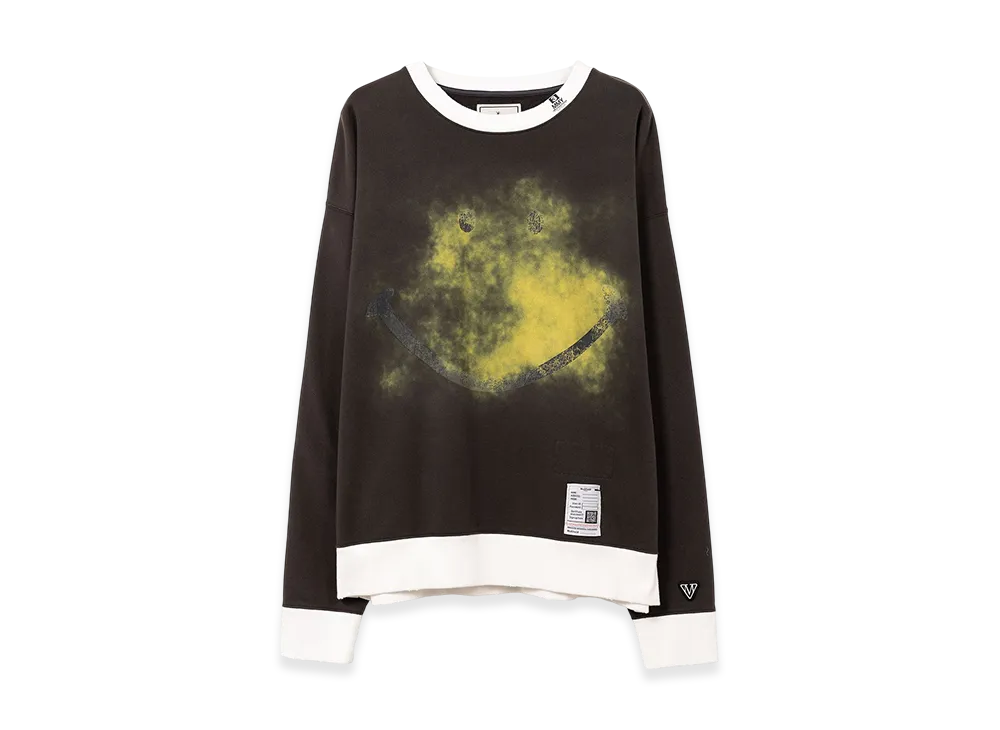 Maison MIHARA YASUHIRO Smily Face Printed Distressed Ringer Sweatshirt "Black"