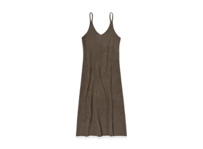 AURALEE Garment-Dyed Baby Alpaca Fur Knit Dress "Dark Brown"