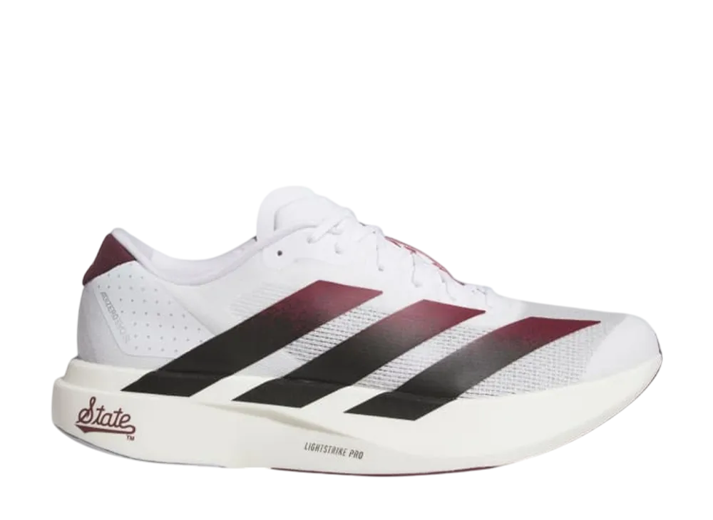 ミシシッピ ステート ブルドッグス × アディダス アディゼロ エヴォ SL "クラウドホワイト/コアブラック/チームマルーン"