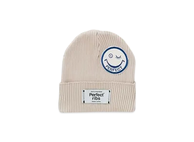 Perfect Ribs (Smile Patch) Rib Beanie Cap "Ivory"