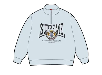 Supreme Crest Applique Half Zip Pullover "Light Blue"