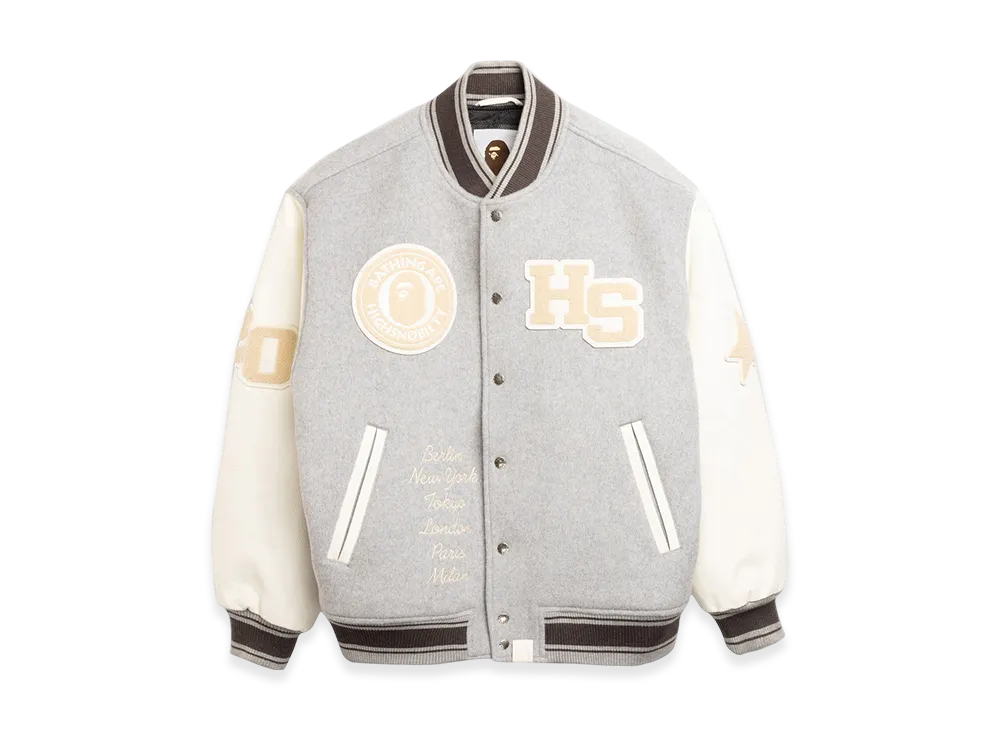 A BATHING APE x Highsnobiety Multi Logo Varsity Jacket 