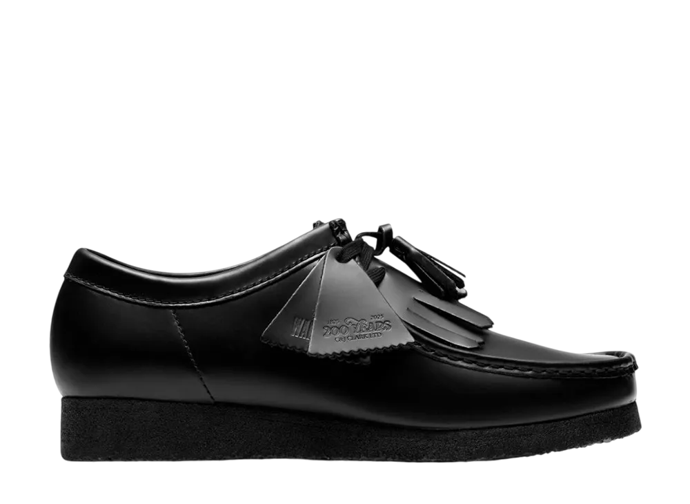 Clarks Wallabee "Black High Shine Leather"
