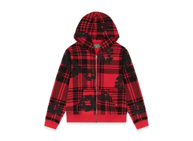 DENIM TEARS Plaid Cotton Wreath Zip Hoodie "Red"