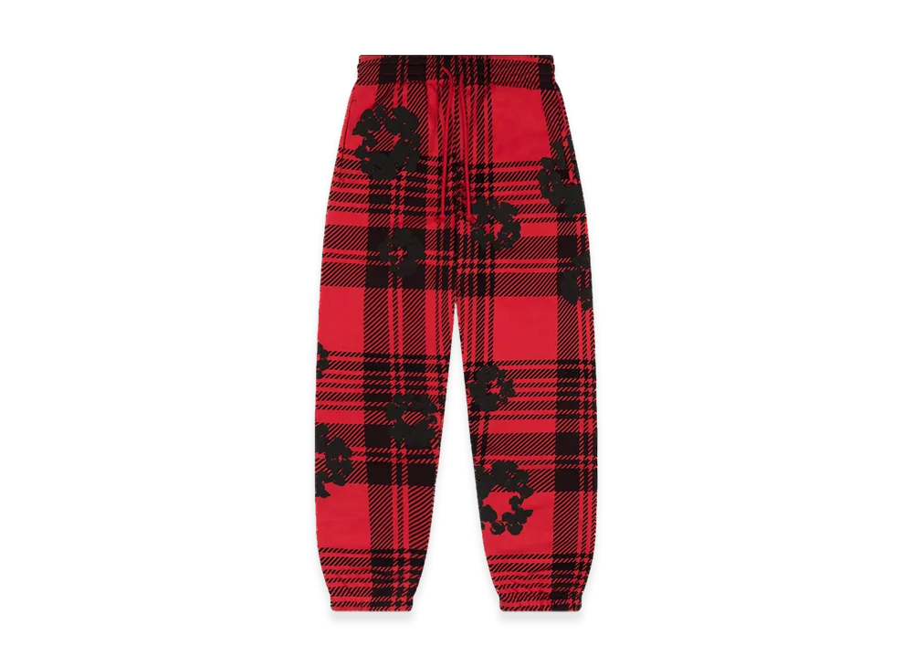 DENIM TEARS Plaid Cotton Wreath Sweatpants "Red"