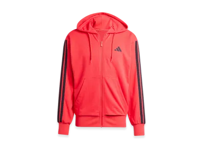 adidas Essentials Three Stripes French Terry Full-Zip Hoodie "Pure Ruby/Black"