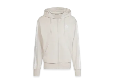 adidas Essentials Three Stripes French Terry Full-Zip Hoodie "Beige/White"