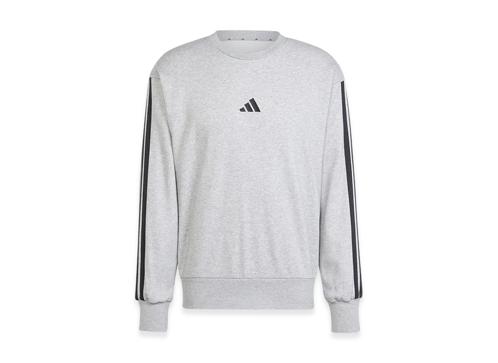 adidas Essentials Three Stripes French Terry Sweatshirt "Medium Grey Heather/Black"