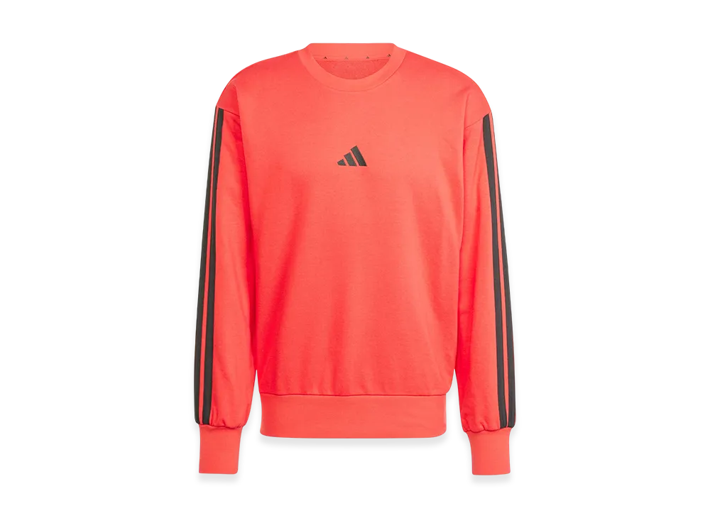 adidas Essentials Three Stripes French Terry Sweatshirt "Pure Ruby/Black"