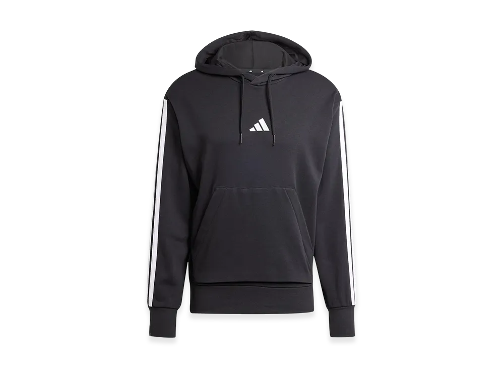 adidas Essentials Three Stripes French Terry Hoodie "Black/White"