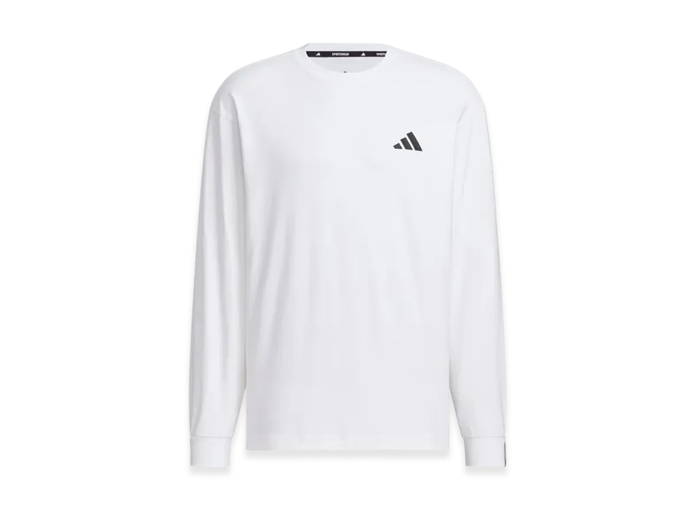 adidas Essentials Plus Loose Fit Small Logo Long Sleeve T-Shirt "White"