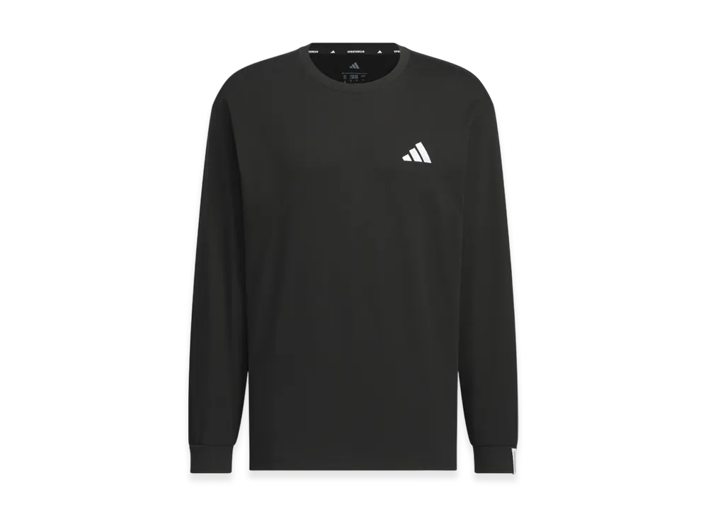 adidas Essentials Plus Loose Fit Small Logo Long Sleeve T-Shirt "Black"