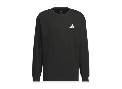 adidas Essentials Plus Loose Fit Small Logo Long Sleeve T-Shirt "Black"