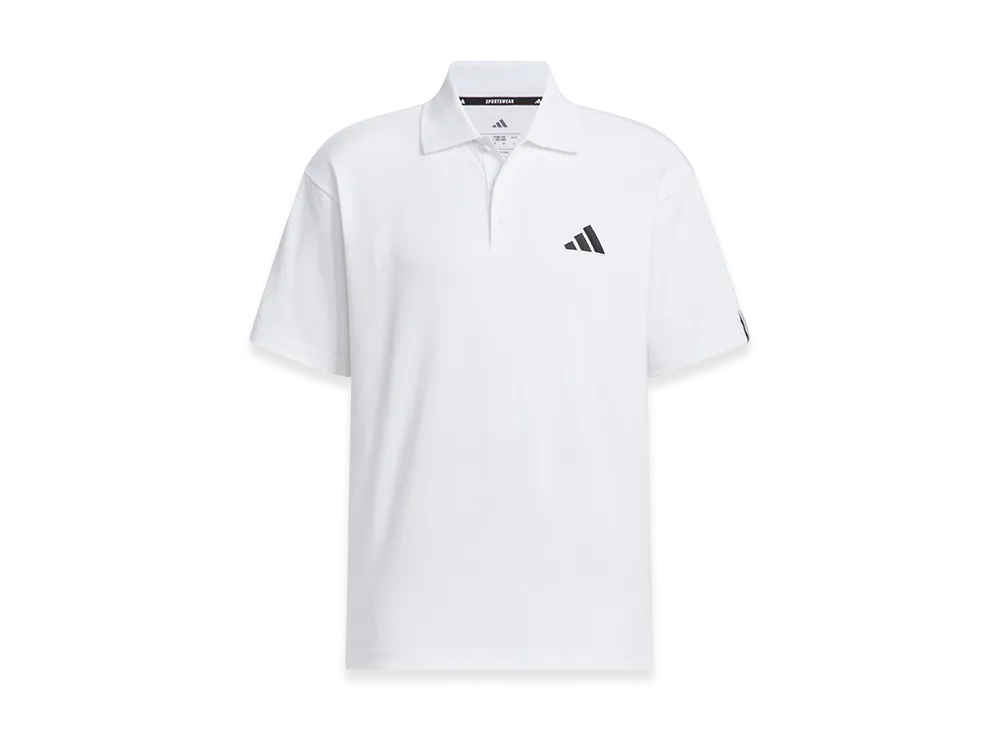 adidas Essentials Plus Loose Fit Small Logo Short Sleeve Polo Shirt "White"