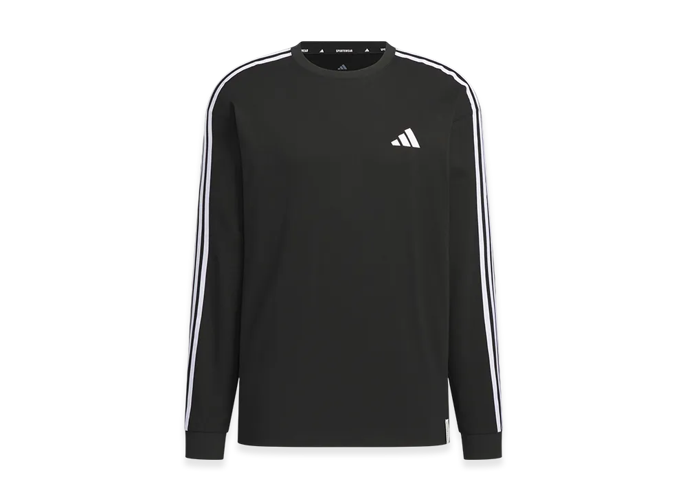 adidas Essentials Plus Loose Fit Three Stripes Long Sleeve T-Shirt "Black"