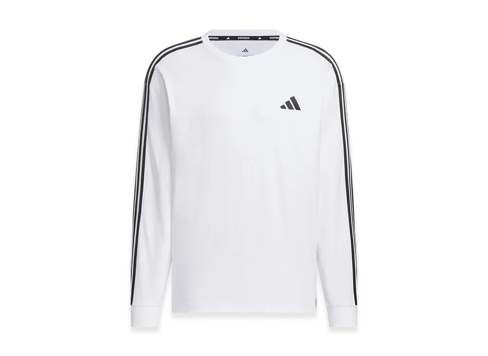 adidas Essentials Plus Loose Fit Three Stripes Long Sleeve T-Shirt "White"