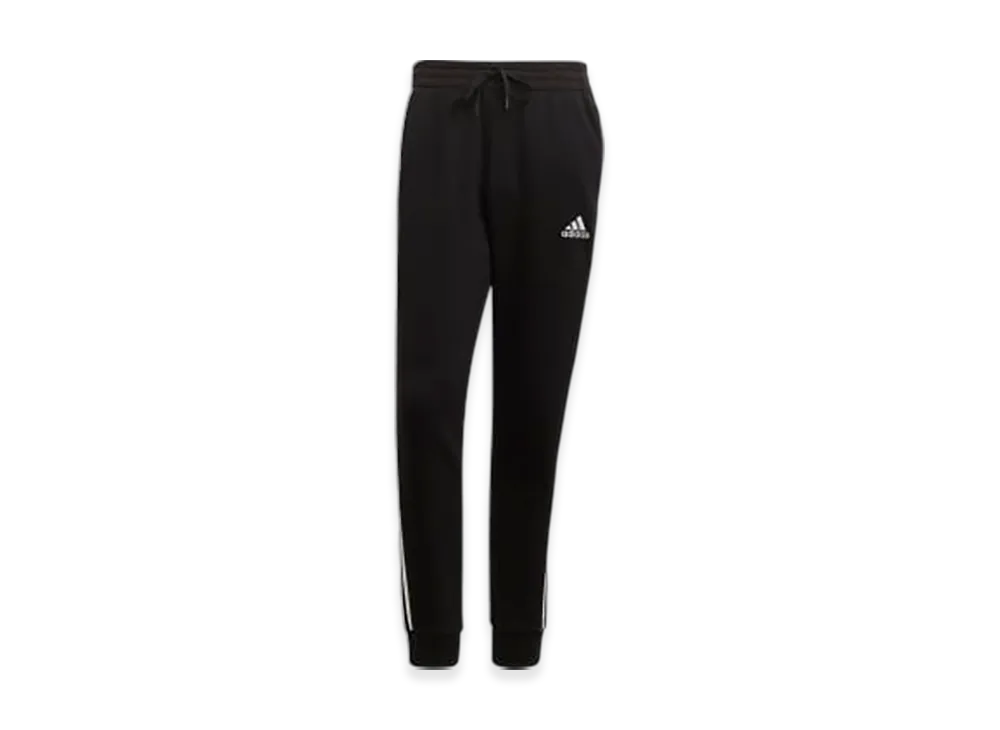 adidas Essentials Fleece Tapered Cuff 3-Stripes Pants "Black/White"