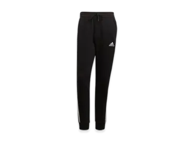 adidas Essentials Fleece Tapered Cuff 3-Stripes Pants "Black/White"