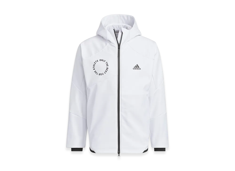 adidas Standard.1 Regular Fit Bonded 3-Layer Fleece Full Zip Hooded Track Top "White"