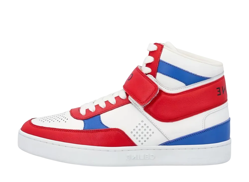 セリーヌ ウィメンズ ハイトップ スケートボード "オプティックホワイト/レッド/ブルー"