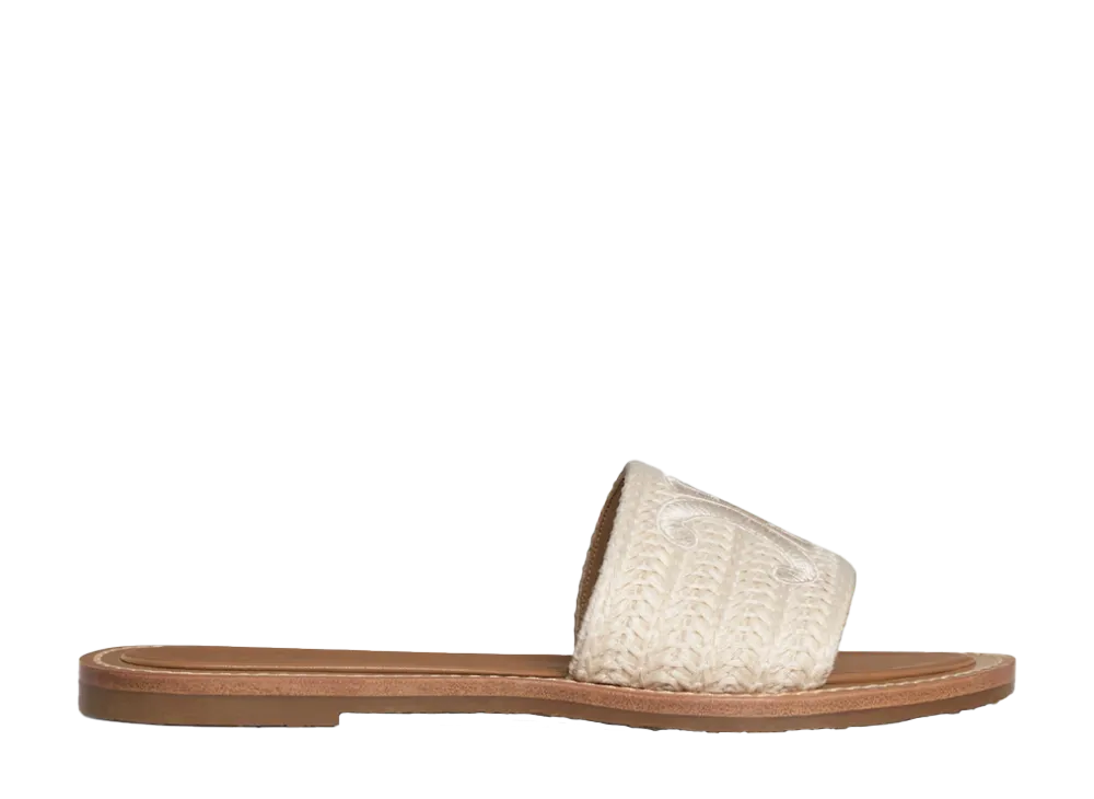 セリーヌ ウィメンズ リンピア ミュール エンブロイダリーコットンキャンバス "ライトベージュ"