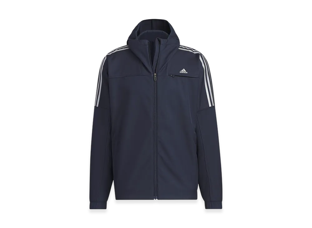 adidas Must Haves Small Logo Regular Fit Bonded Fleece Full Zip Hoodie "Legend Ink"