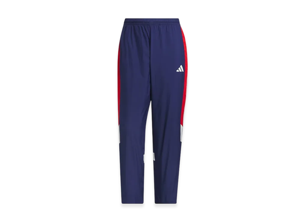 adidas Must Haves Loose Fit Mesh-Lined Full Length Open Hem Wind Pants "Dark Blue/Better Scarlet/Core White"