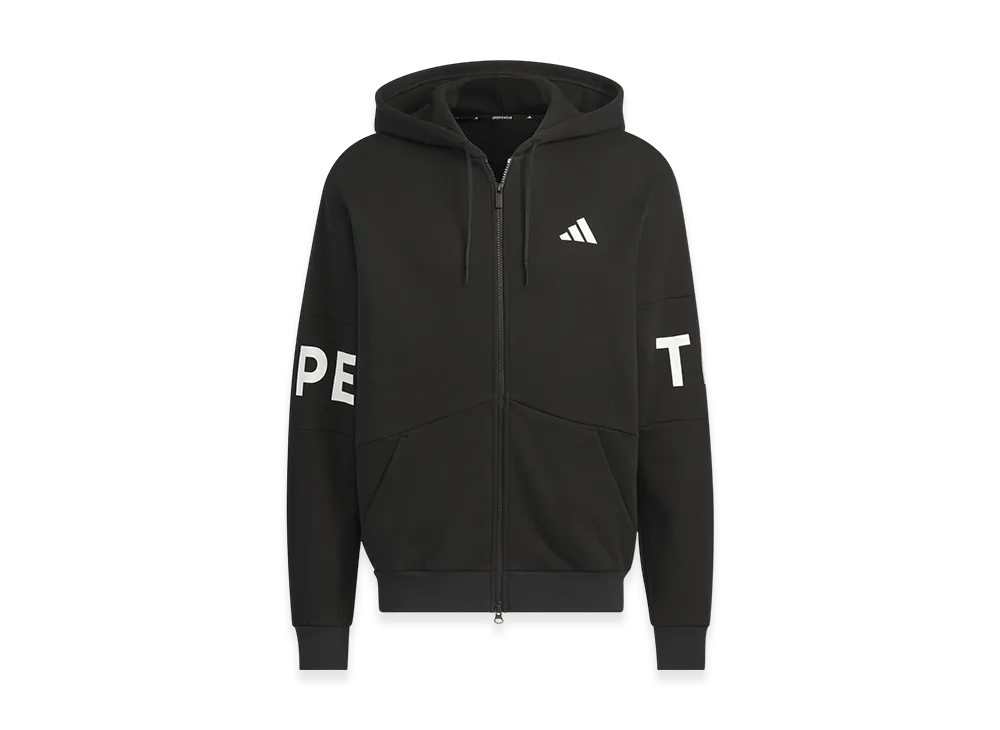 adidas Wording Pack Loose Fit French Terry Full Zip Parker "Black"