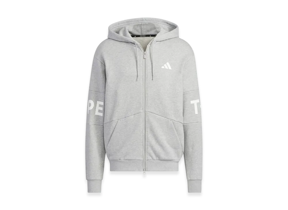 adidas Wording Pack Loose Fit French Terry Full Zip Parker "Medium Grey Heather"