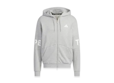 adidas Wording Pack Loose Fit French Terry Full Zip Parker "Medium Grey Heather"
