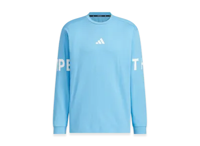 adidas Wording Pack Loose Fit Heavy Single Jersey Long Sleeve T-Shirt "Semi Blue Burst"