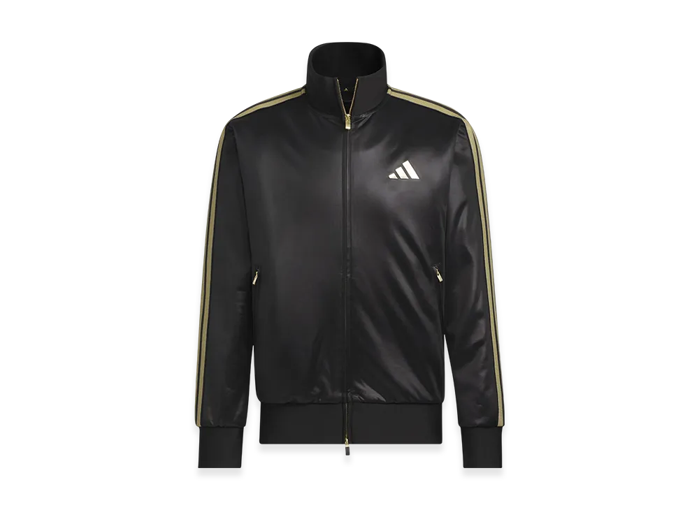 adidas Stadium Gold Loose Fit Hooded Track Top "Black/Gold Metallic"