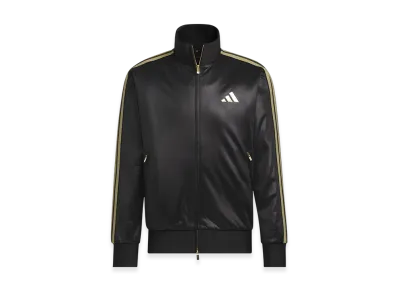 adidas Stadium Gold Loose Fit Hooded Track Top "Black/Gold Metallic"