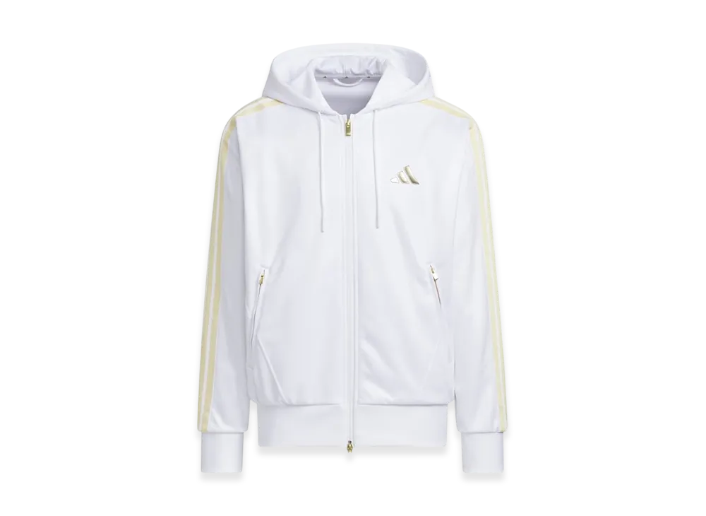 adidas Staygold Loose Fit Hooded Track Top "White/Gold Metallic"