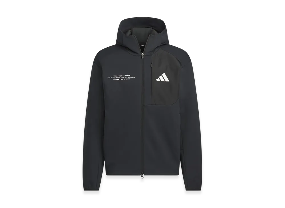 adidas Adaptation Regular Fit Hooded Full Zip Track Top "Black/Black"