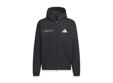 adidas Adaptation Regular Fit Hooded Full Zip Track Top "Black/Black"