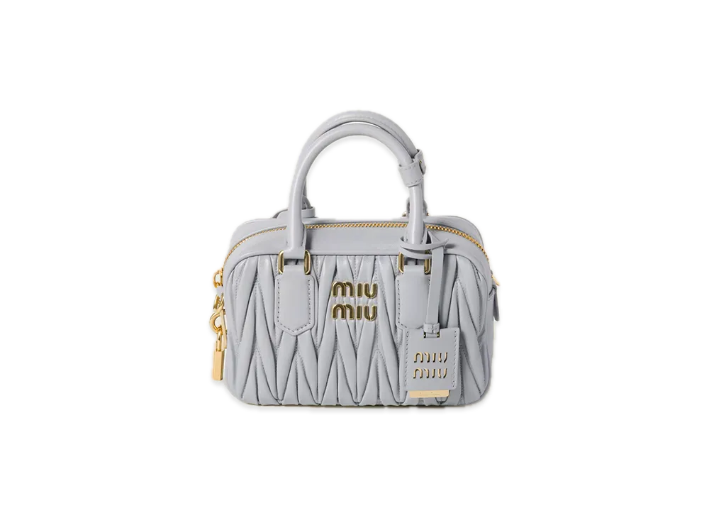 MIU MIU Arcadie Matelasse Leather Bag "Pearl Grey"