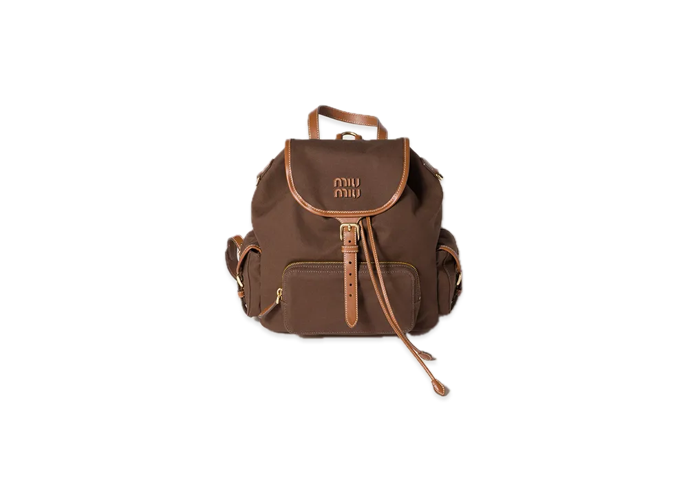 MIU MIU Canvas / Leather Backpack "Cocoa Brown/Brandy"