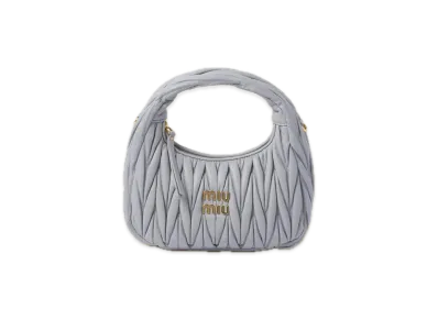 MIU MIU Wander Matelasse Leather Hobo Bag "Pearl Grey"