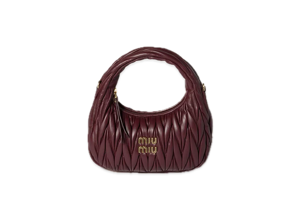 MIU MIU Wander Matelasse Leather Hobo Bag "Bordeaux"