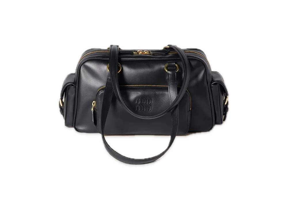 MIU MIU Pocket Nappa Leather Top Handle Bag "Black"