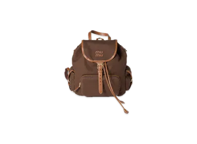 MIU MIU Canvas / Leather Backpack "Aluminum/Brandy"