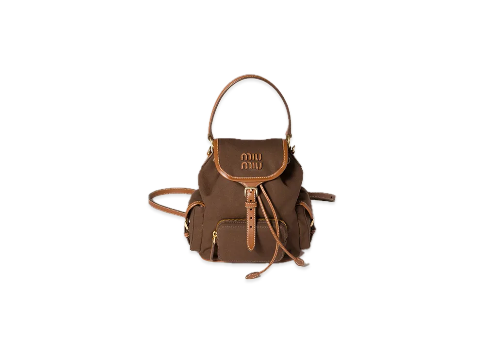 MIU MIU Canvas / Leather Backpack "Cocoa Brown/Brandy"